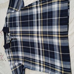 Mens XL Nautica Navy and Yellow Plaid Polo